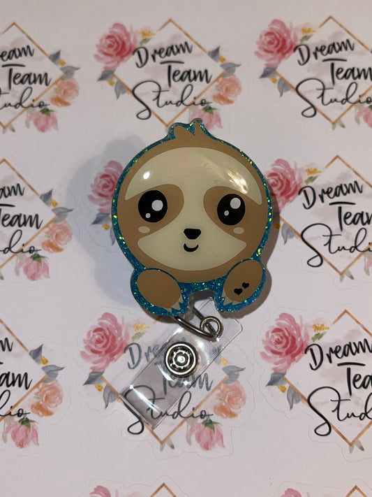 Baby Sloth Face Badge Reel