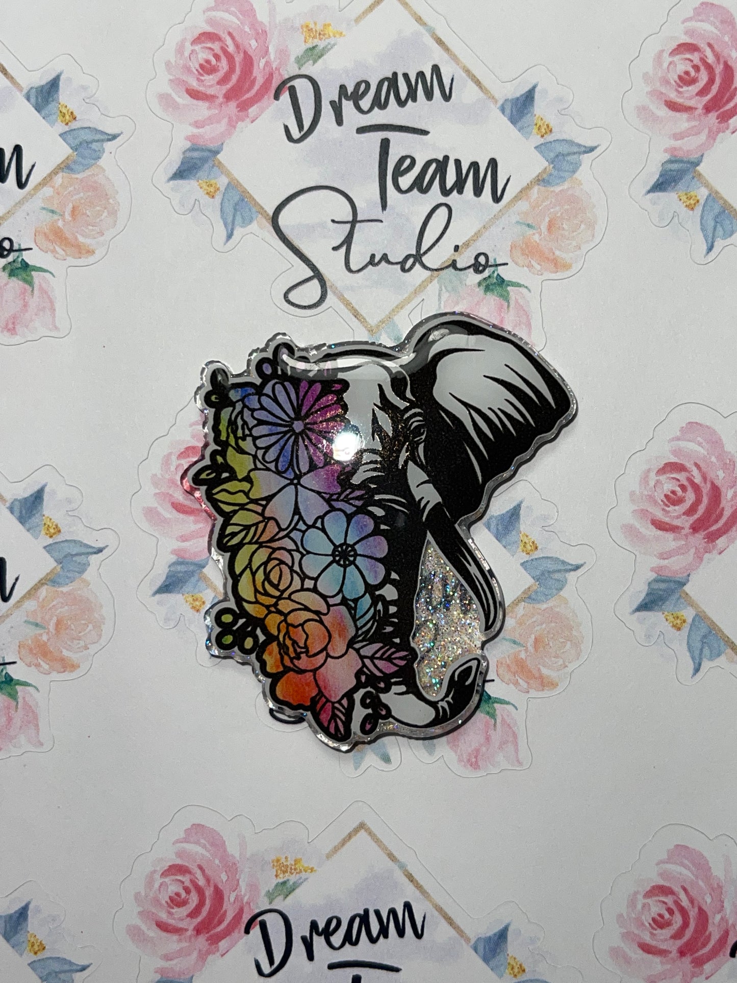 Floral Elephant Badge Reel