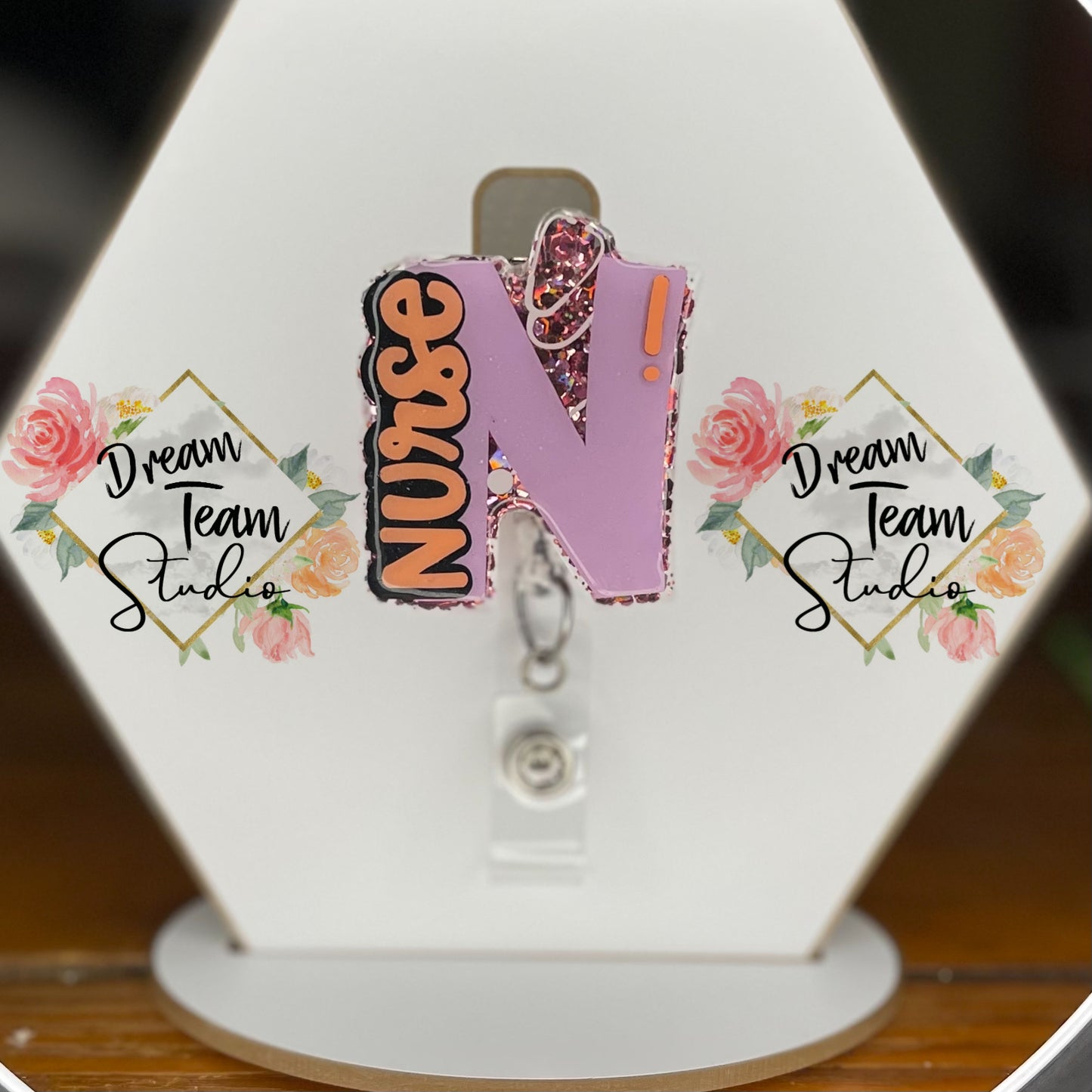 Nurse Monogram Badge Reel