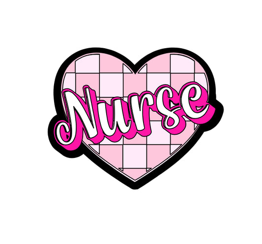 Checkered Nurse Heart Badge Reel