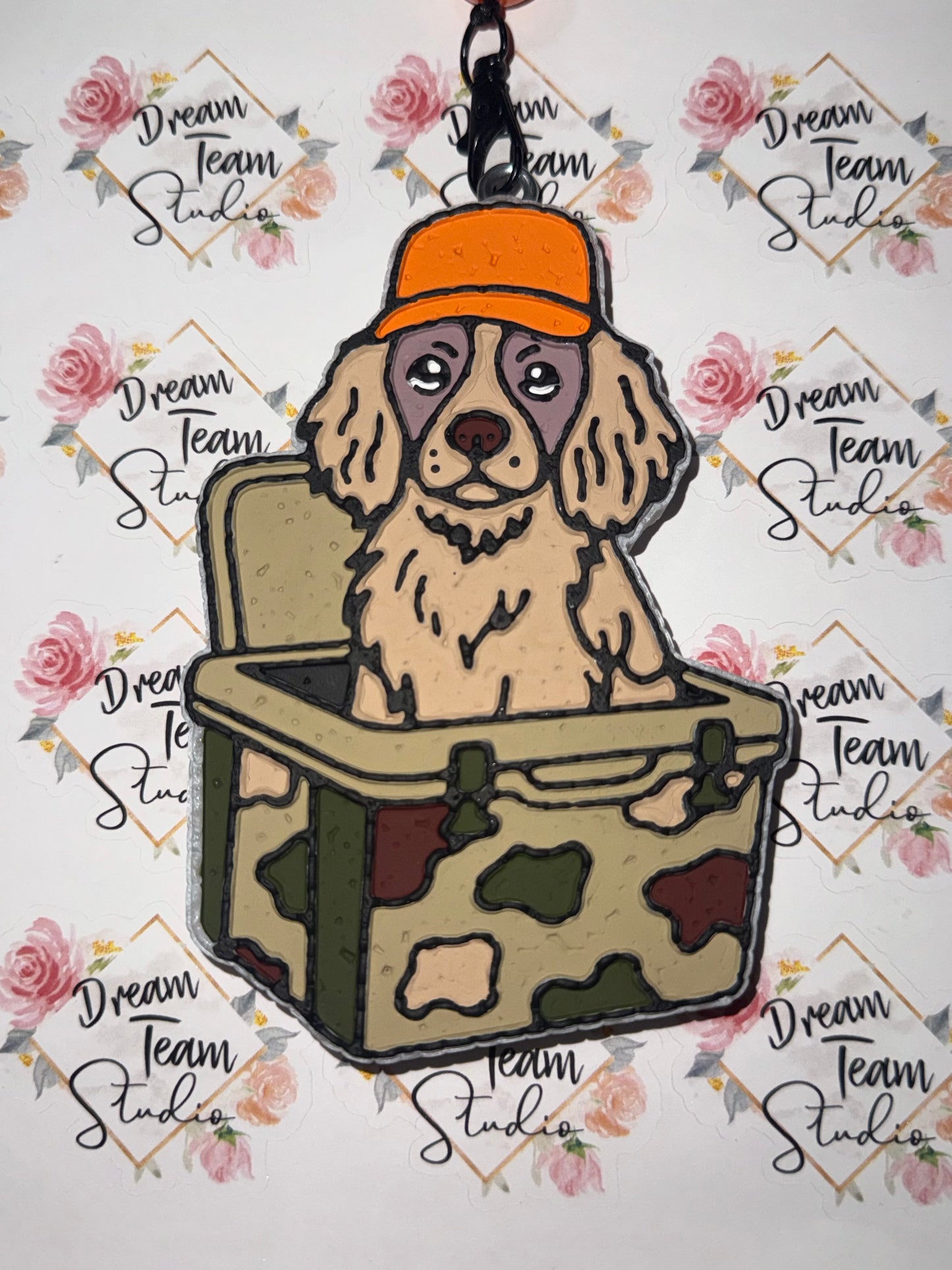 Dog In Camo Cooler Freshie