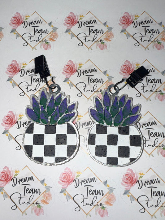 Checkered Succulent Vent Clip Freshie